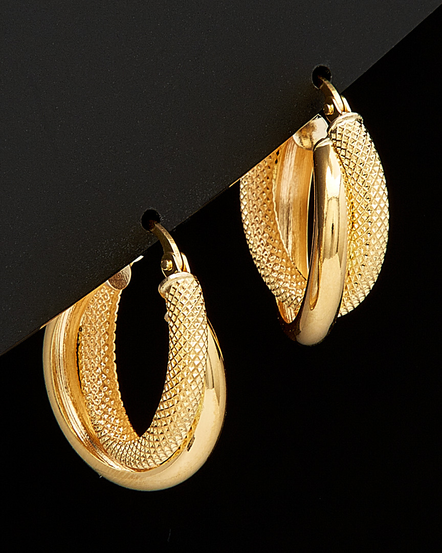 Italian Gold 18k  Double Hoop Earrings