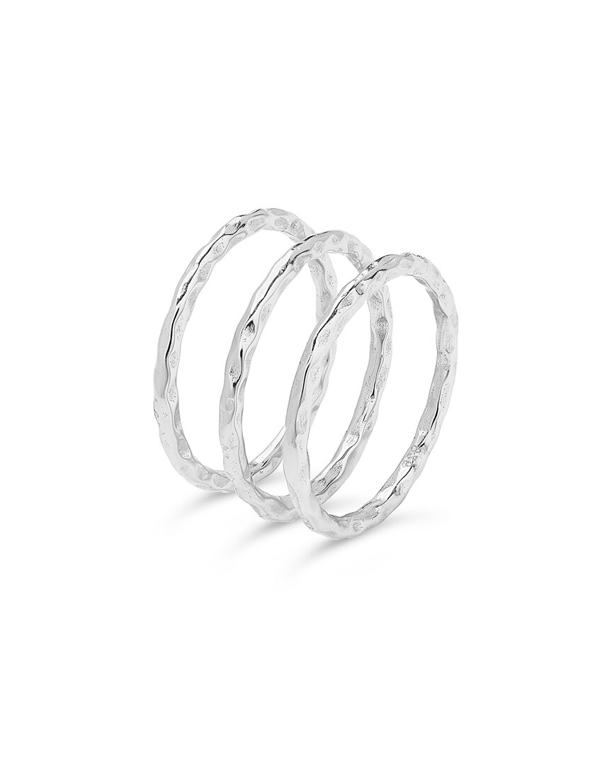 Sterling Forever Textured Triple Band Ring Set