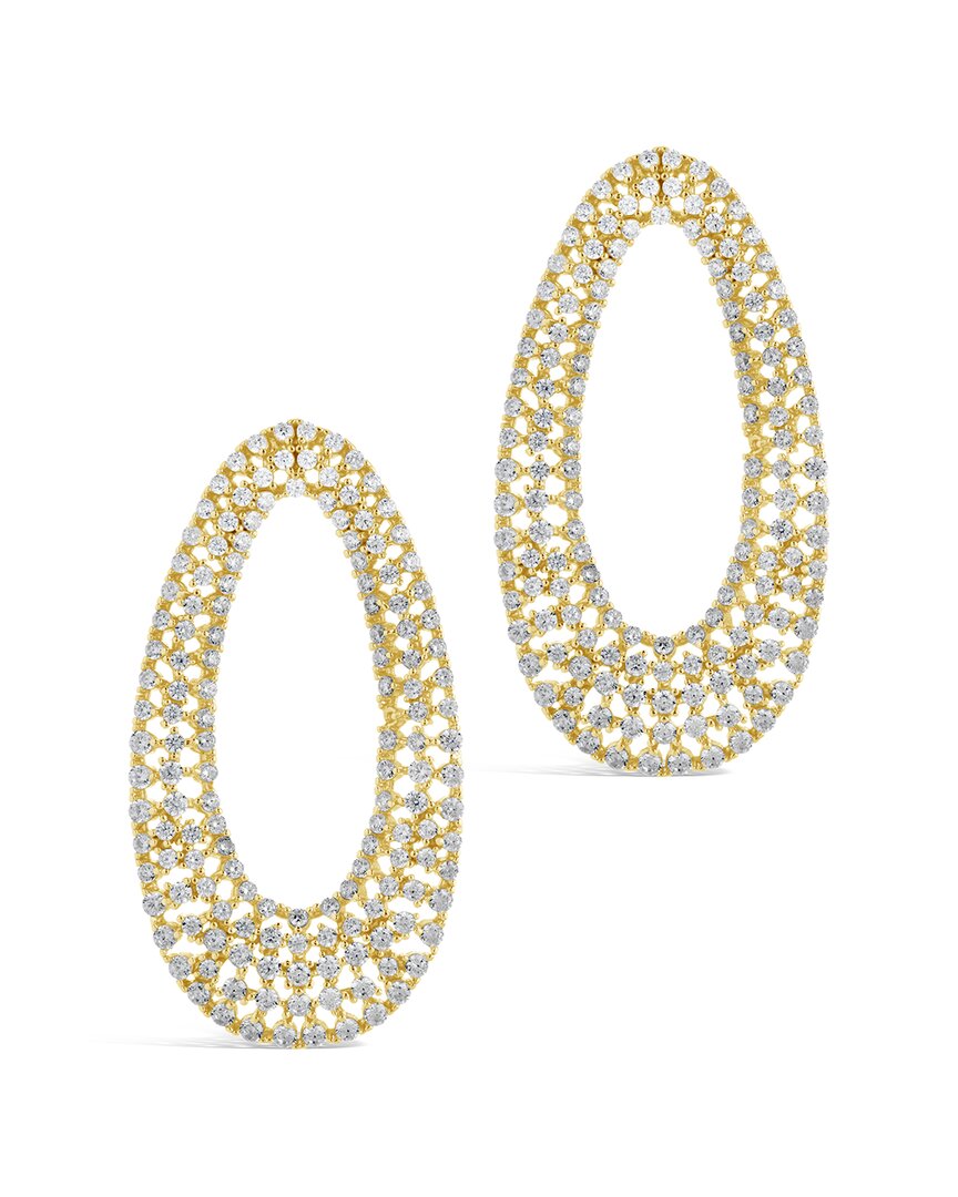Sterling Forever 14k Plated Cz Olivia Ovals Studs In Gold