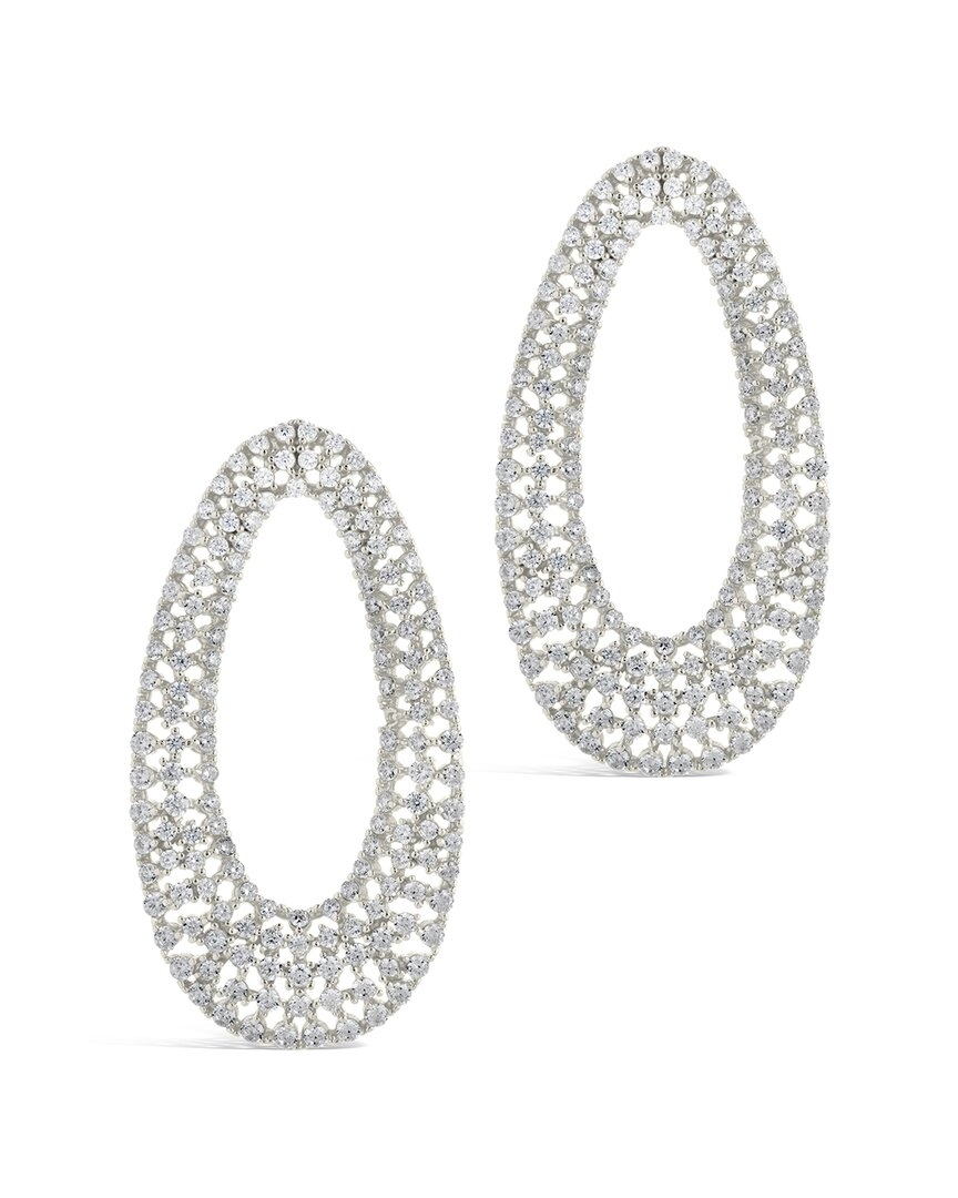 Sterling Forever Cz Olivia Ovals Studs In Metallic