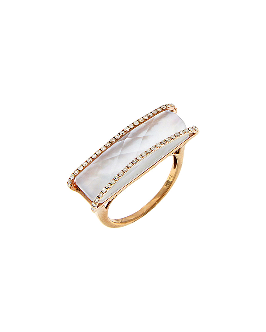 Image of Meira T K Rose Gold . ct. tw. Diamond, Blue Topaz, & Mother-of-Pearl Ring