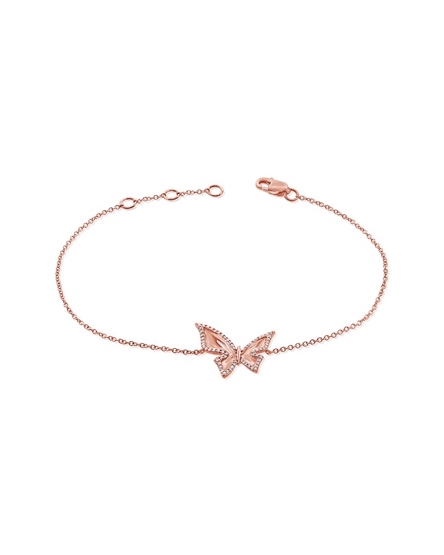 Sabrina Designs 14k Rose Gold 0.17 Ct. Tw. Diamond Butterfly Bracelet