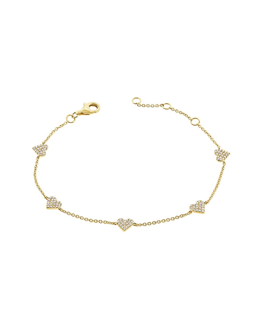 Sabrina Designs 14k 0.31 Ct. Tw. Heart Station Bracelet In Gold