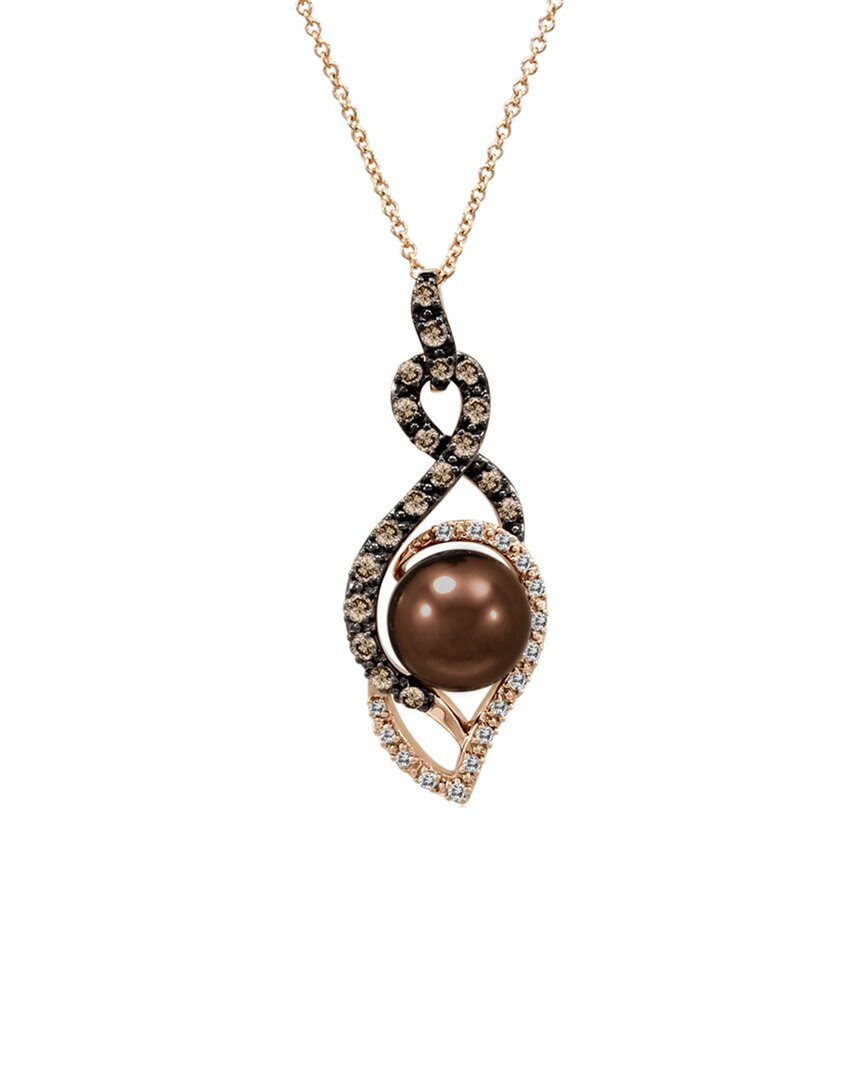 Le Vian Grand Sample Sale 14k Strawberry Gold 0.42 Ct. Tw. Diamond 8-9mm Pearl Pendant Necklace