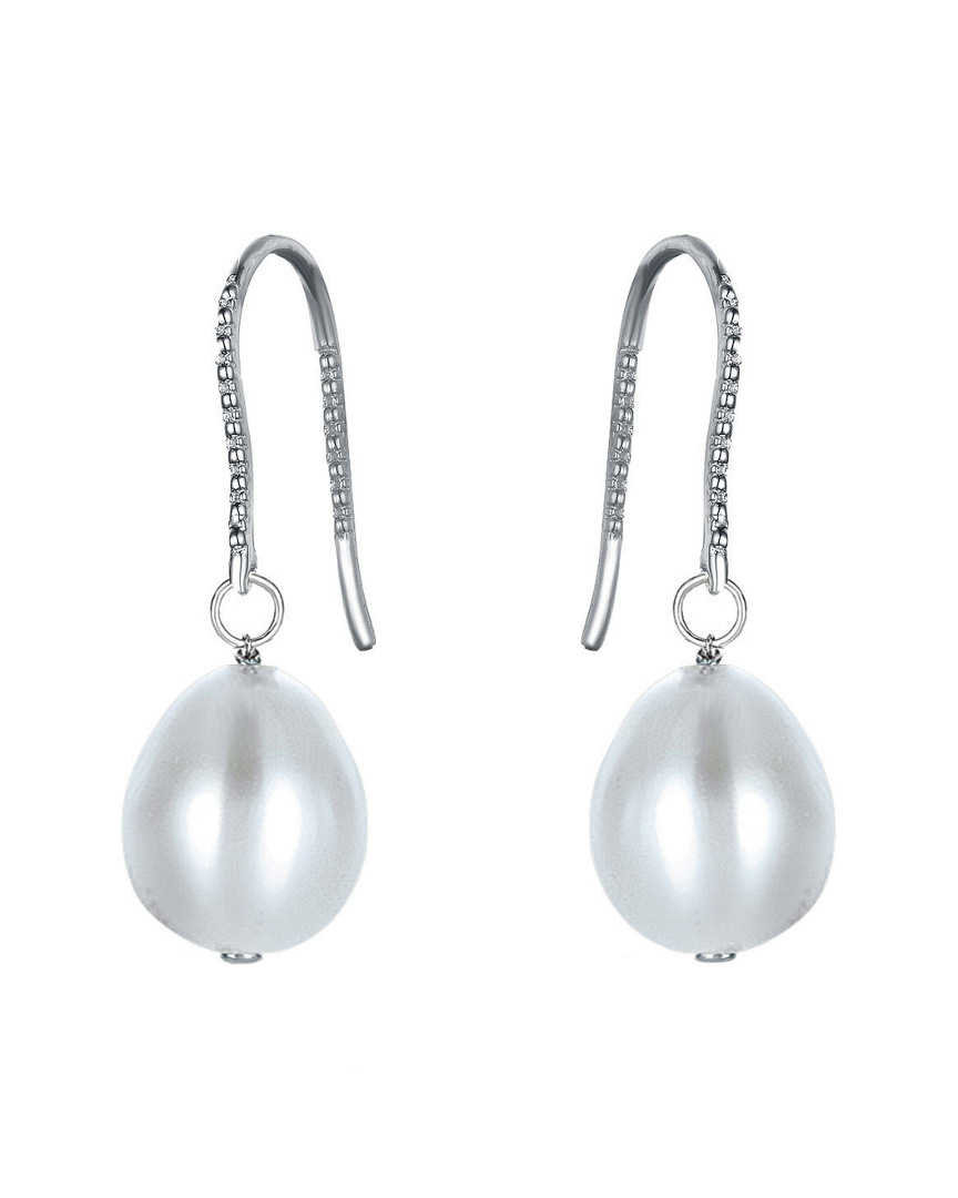 Genevive Silver Plated Cz Pearl Earrings
