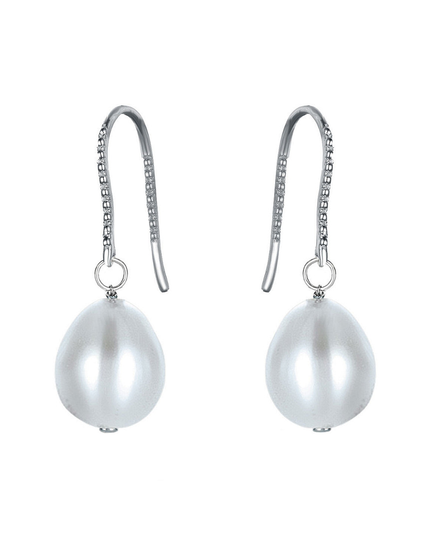 Genevive Sterling Silver Grey Pearl Drop Earrings