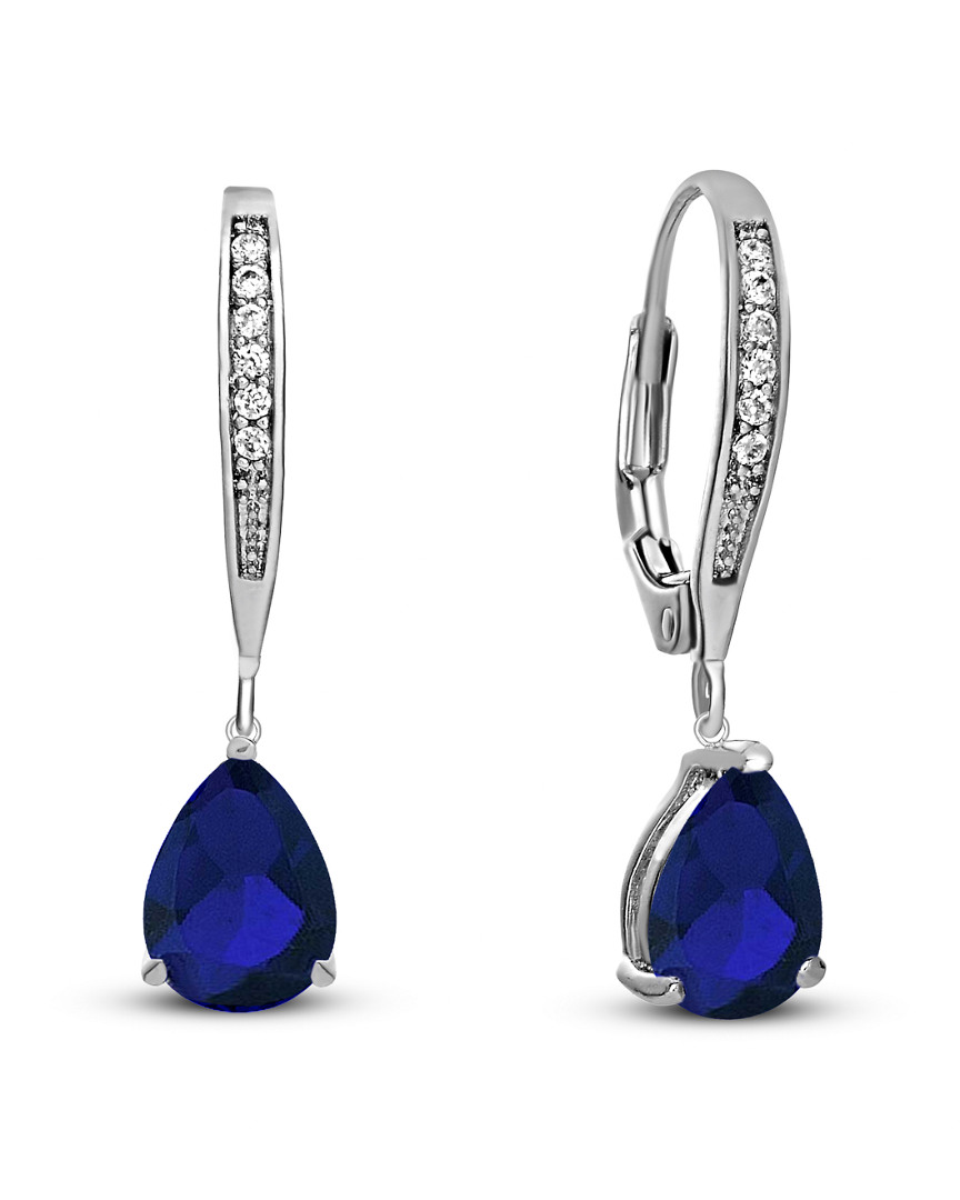 Genevive Silver Plated Cz Drop Earrings