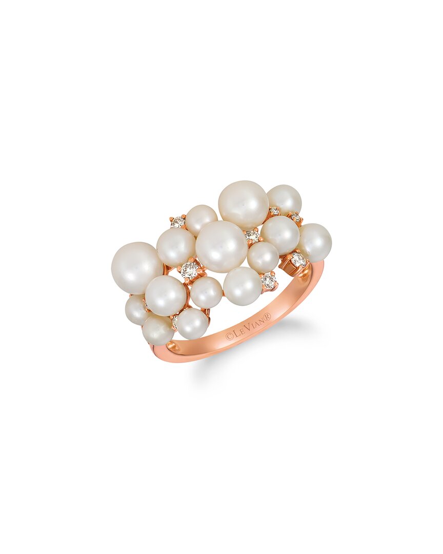 Le Vian ® 14k Rose Gold 0.17 Ct. Tw. Diamond & 3-6mm Pearl Cocktail Ring In White