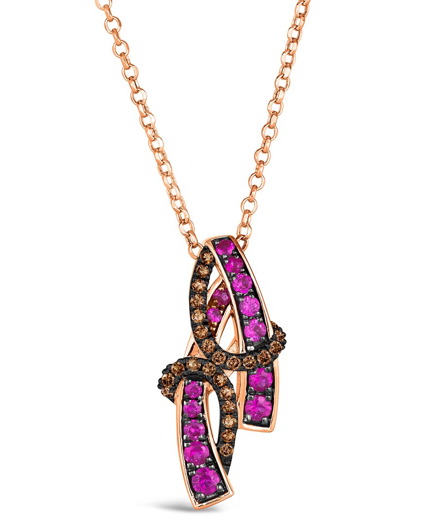Le Vian ® 14k Rose Gold 0.61 Ct. Tw. Diamond & Pink Sapphire Pendant In Purple
