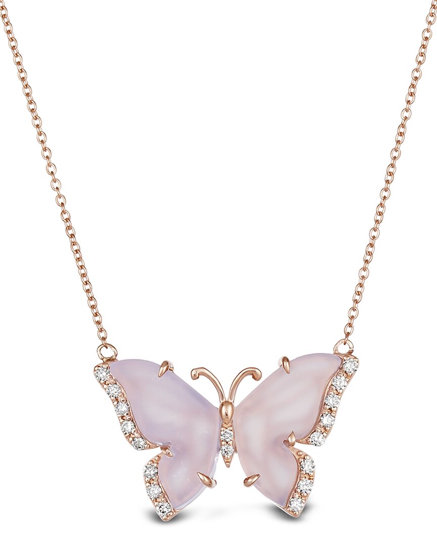 Le Vian ® 14k Rose Gold 5.71 Ct. Tw. Diamond & Blue Chalcedony Pendant Necklace
