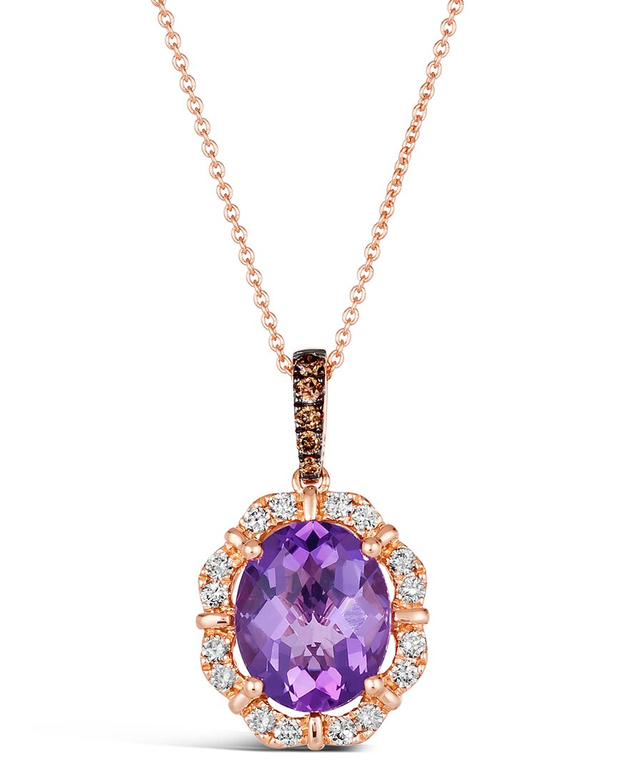 Le Vian ® 14k Rose Gold 3.03 Ct. Tw. Diamond & Amethyst Pendant