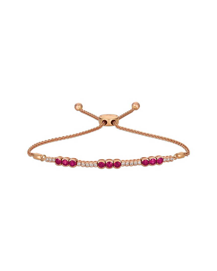 Le Vian ® 14k Rose Gold 1.22 Ct. Tw. Diamond & Ruby Bolo Bracelet