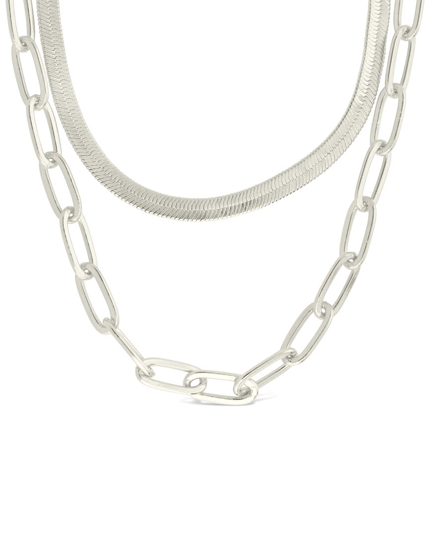 Sterling Forever Brinley Layered Chain Necklace In Metallic