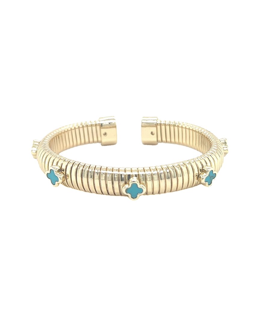 Juvell 18k Plated Turquoise Goose Bangle Bracelet In Gold