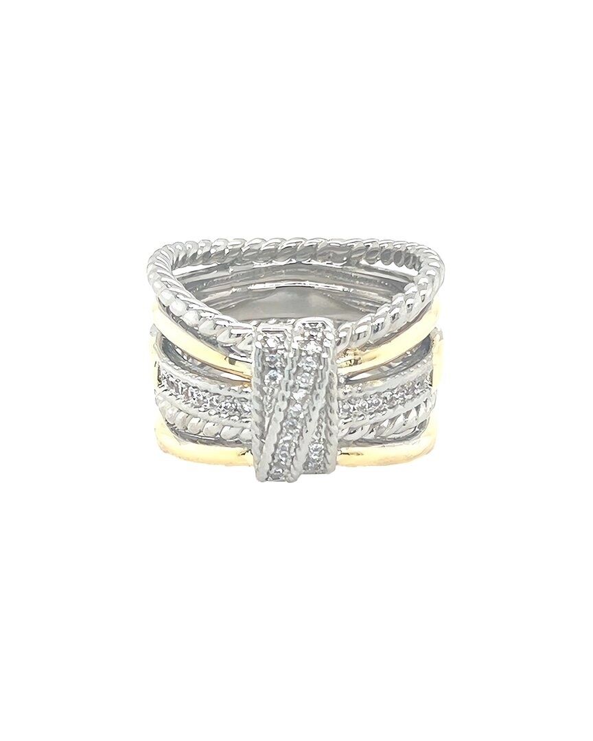 Juvell 18k Plated Cz Multi-row Ring In Metallic
