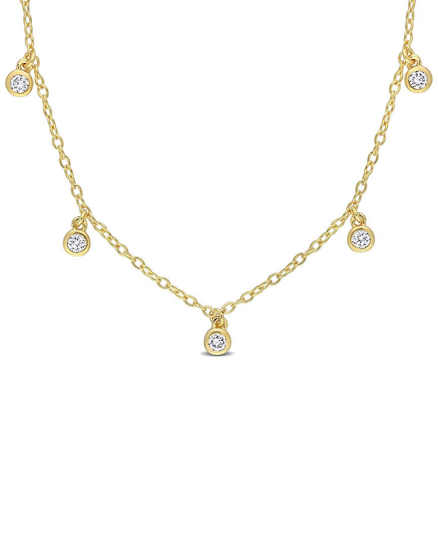 Lab Grown Diamonds 18k Over Silver 0.17 Ct. Tw. Lab Grown Diamond Station Necklace In Gold
