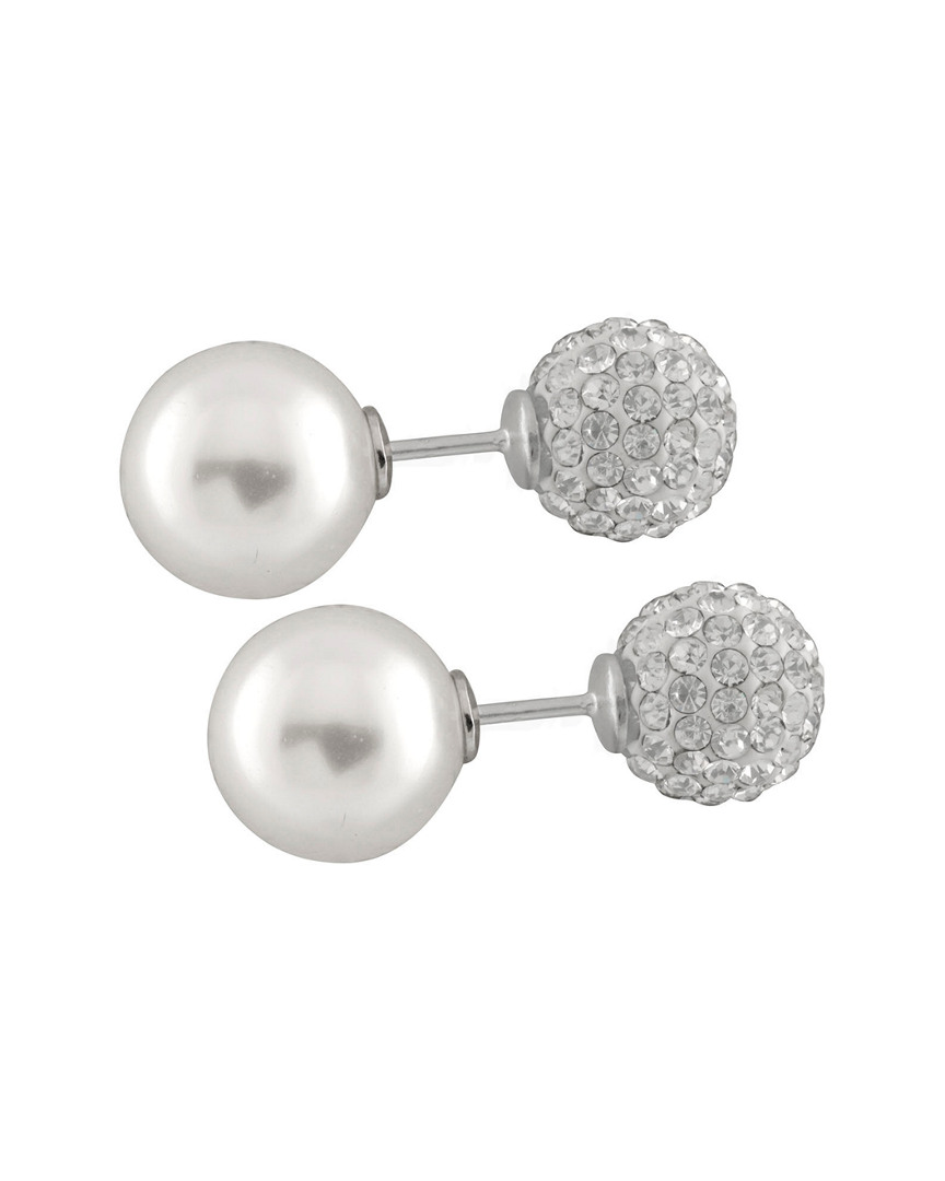 Splendid Pearls Rhodium Over Silver 12mm Pearl Earrings