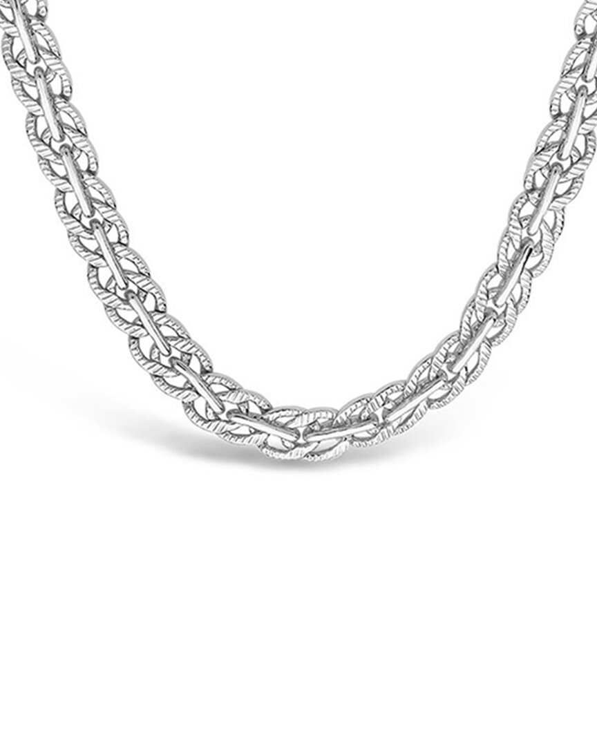 Sterling Forever Rhodium Plated Interlocking Curb Chain Necklace