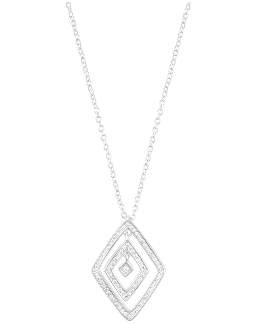 Adornia Sterling Silver Plated Adjustable Cz Concentric Diamond Necklace
