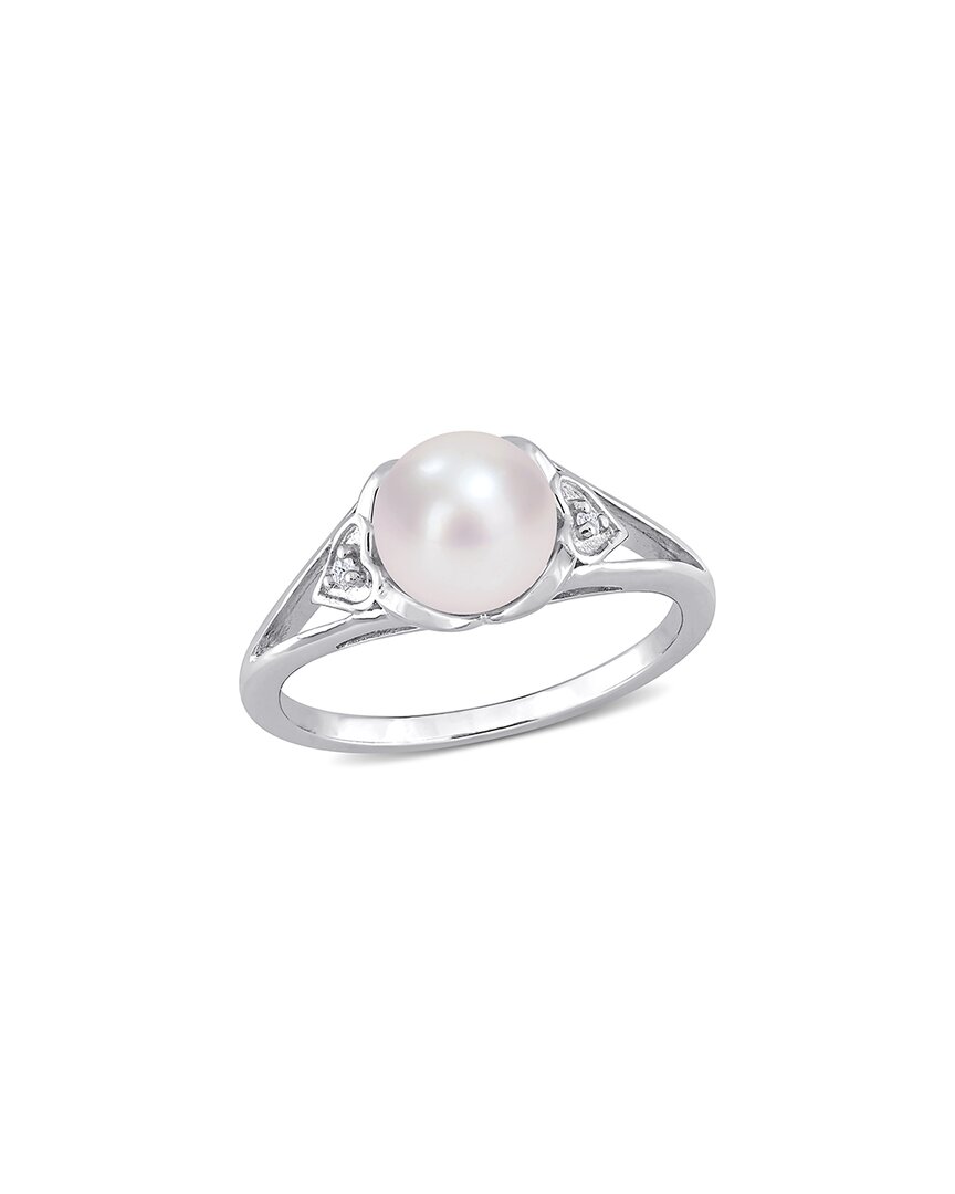 Rina Limor Silver 7-7.5mm Pearl Split-shank Ring