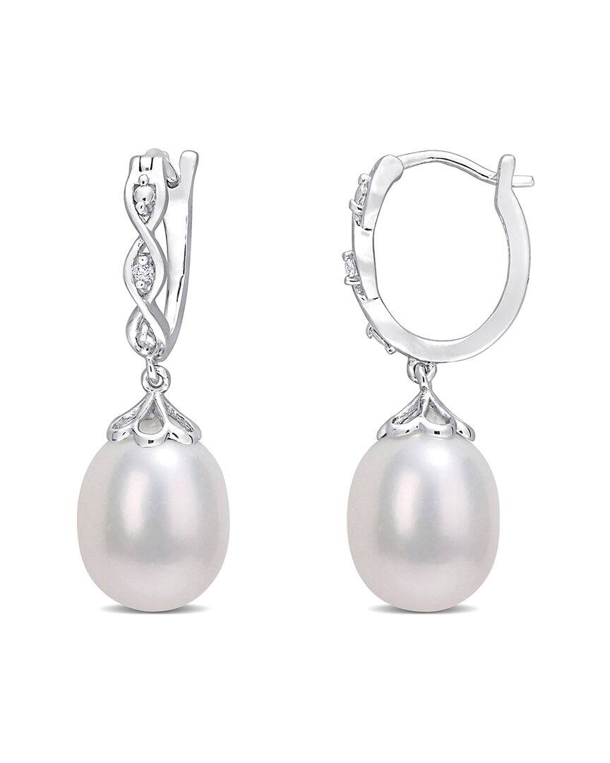 Rina Limor Silver 8-8.5mm Pearl Infinity Clip-on Earrings