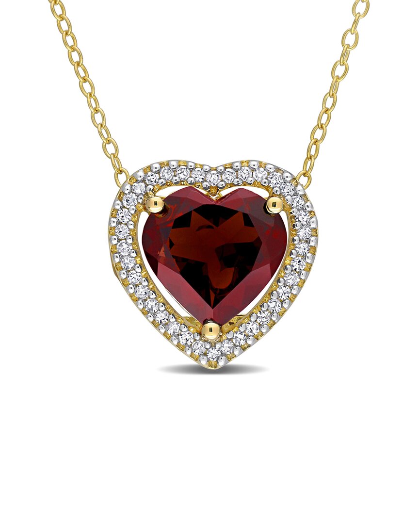 Rina Limor Silver 4.03 Ct. Tw. Garnet Heart Necklace