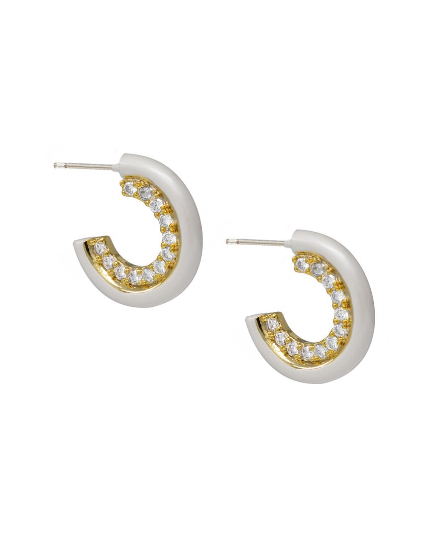 Cloverpost Decade 14k Plated Cz Hoops In Gold