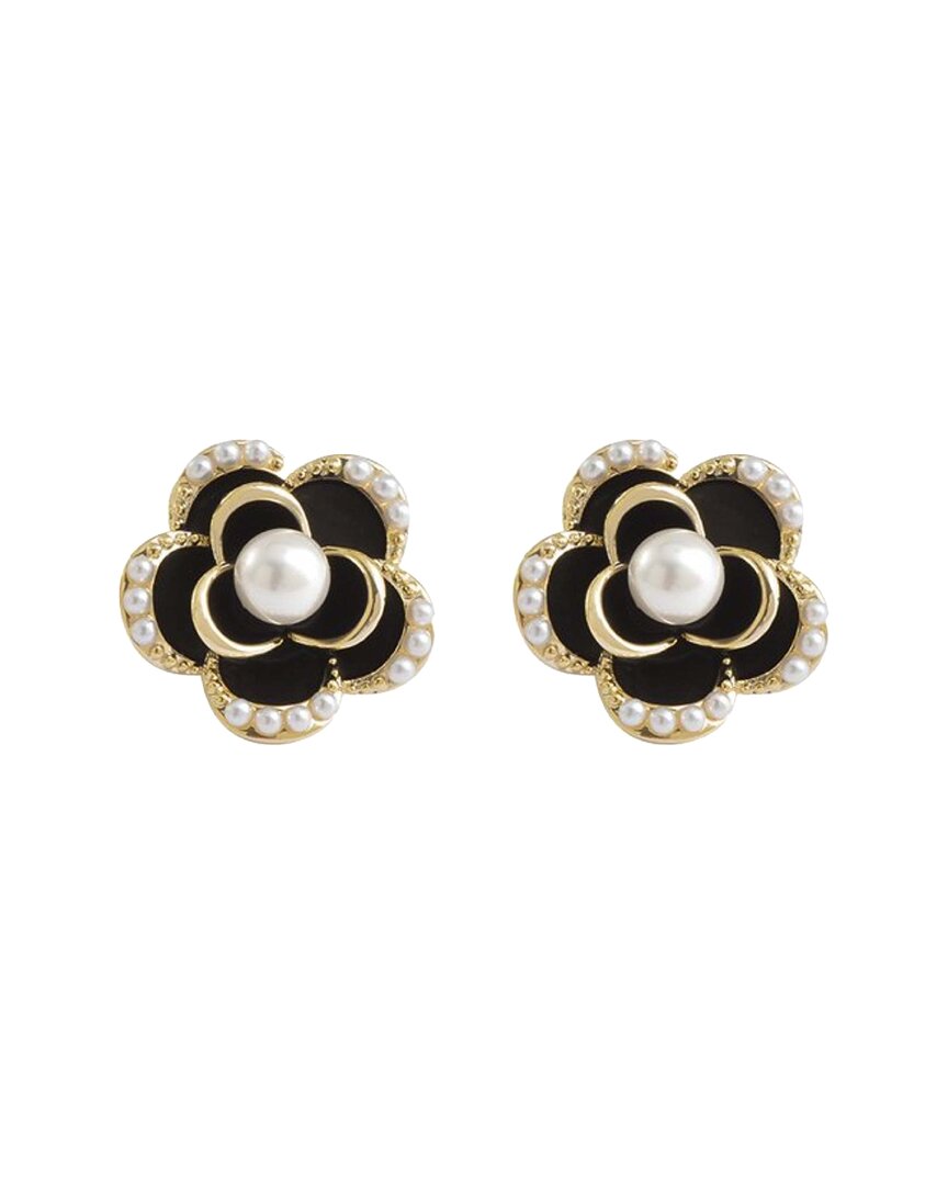 Liv Oliver 18k 2-6mm Pearl Rose Studs In Black