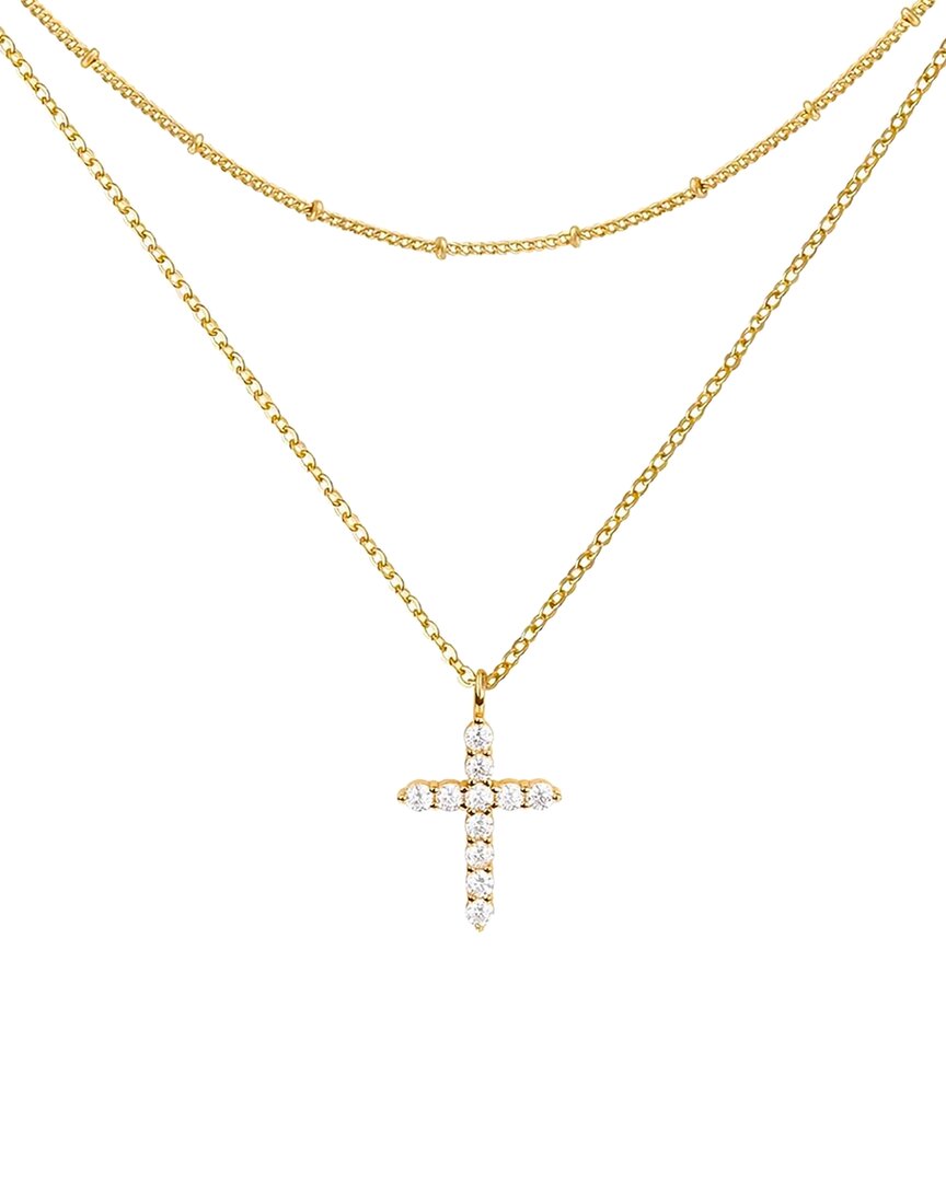 Liv Oliver 18k Cz Cross Necklace In Gold