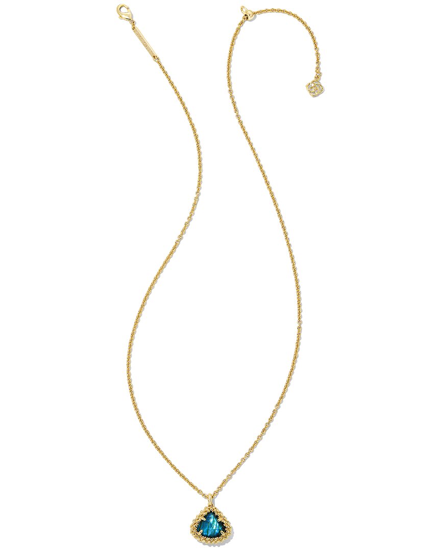 Kendra Scott Framed Kendall Short 14k Plated Kyocera Opal Pendant Necklace In Gold