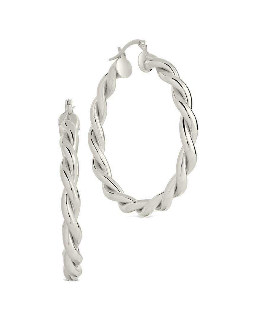 Sterling Forever Rosalie Polished Entwined Hoops In Neutral