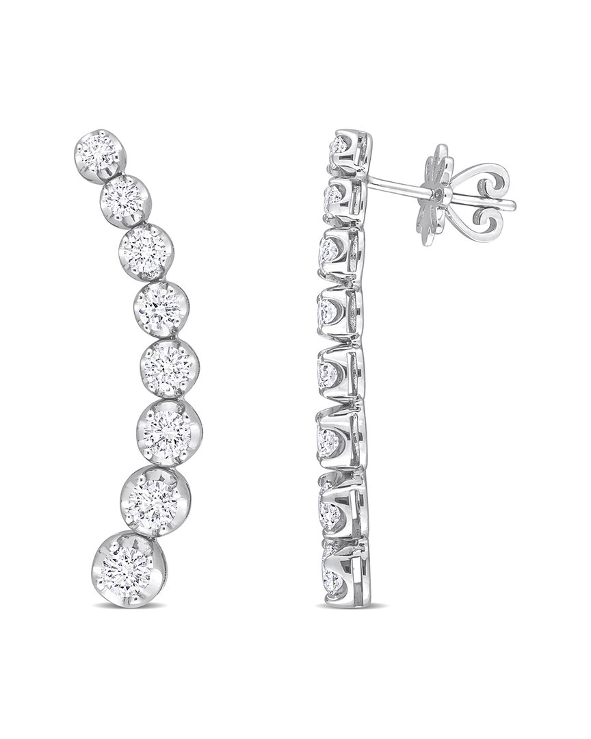 Rina Limor 14k 2.49 Ct. Tw. Diamond Curved Line Earrings In Metallic