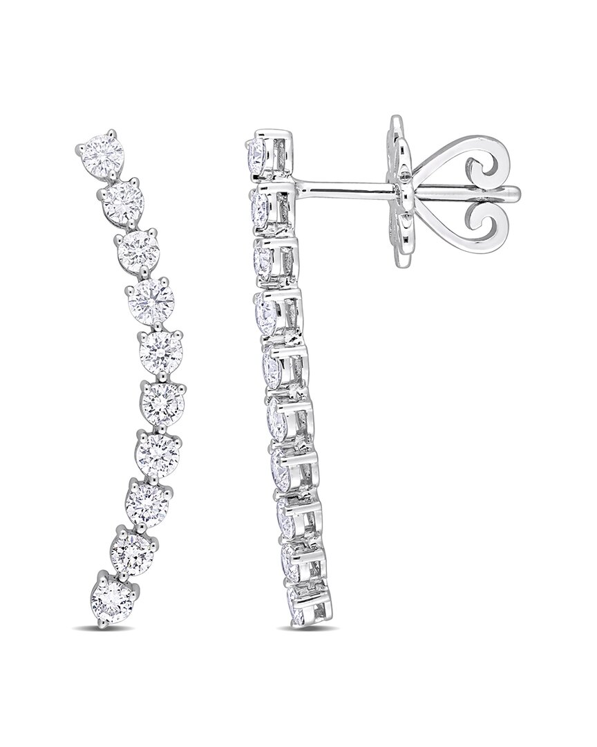 Rina Limor 14k 0.90 Ct. Tw. Diamond Curved Line Earrings In Metallic