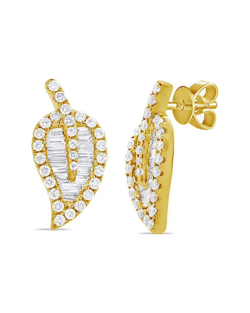 Sabrina Designs 14k 0.46 Ct. Tw. Diamond Leaf Studs
