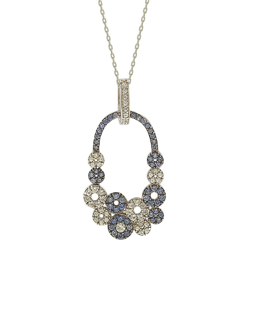 Suzy Levian Silver Diamond & Sapphire Necklace