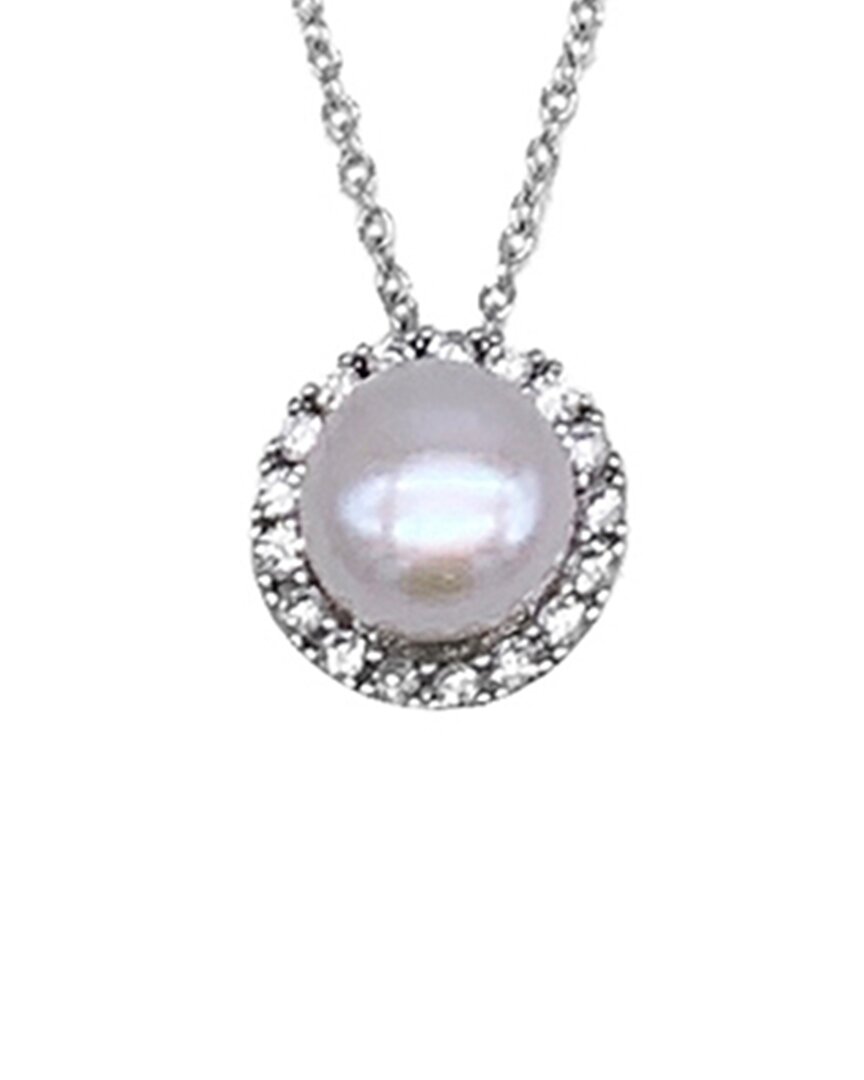 Adornia Rhodium Plated 10mm Pearl Floating Necklace