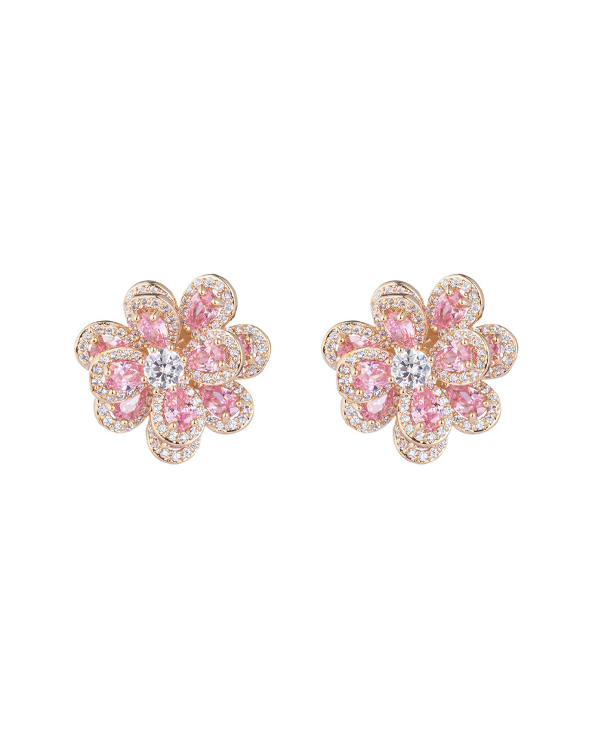 Eye Candy La Luxe Collection Pink Flower Cubic Zirconia Stud Earrings