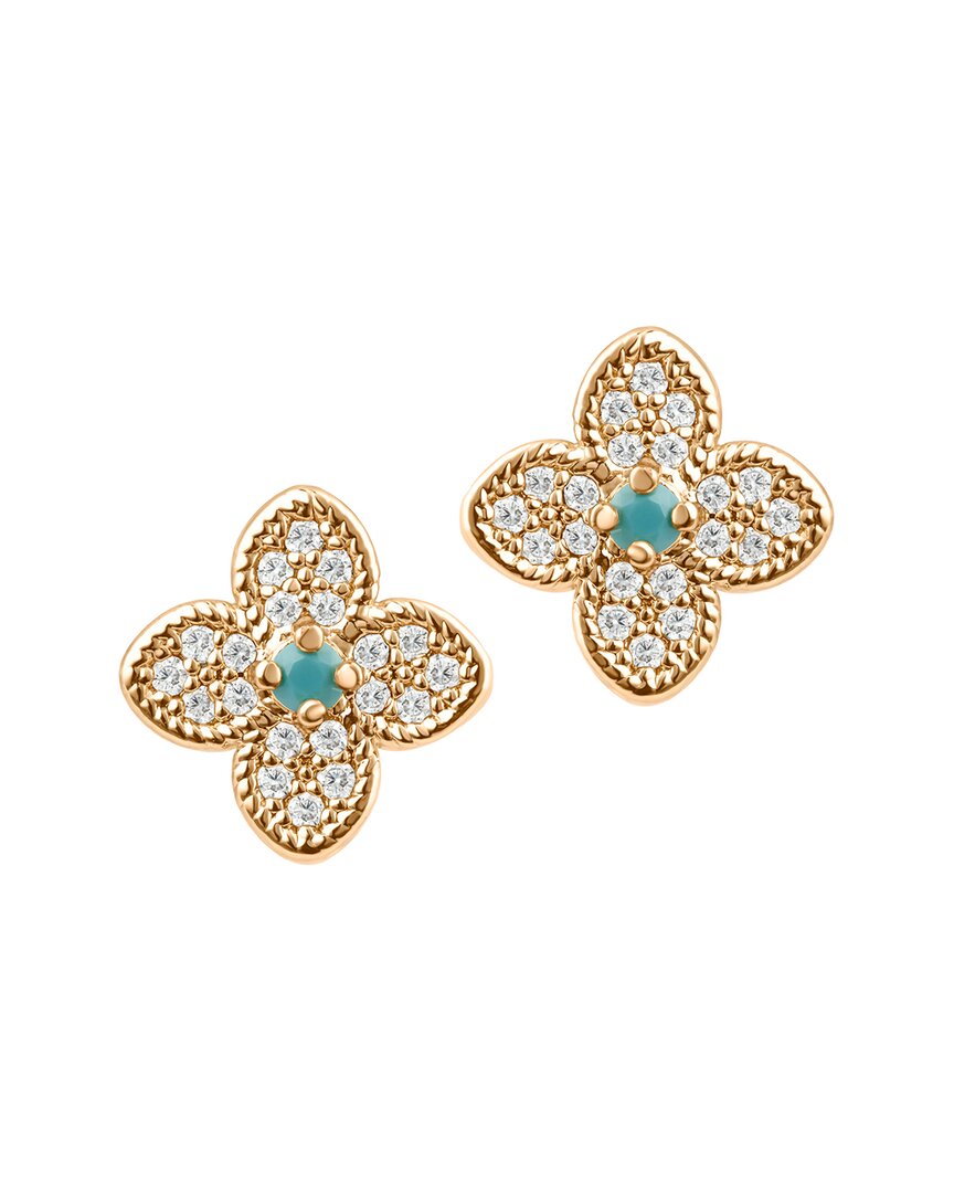 Adornia 14k Rose Gold Plated Turquoise Flower Earrings