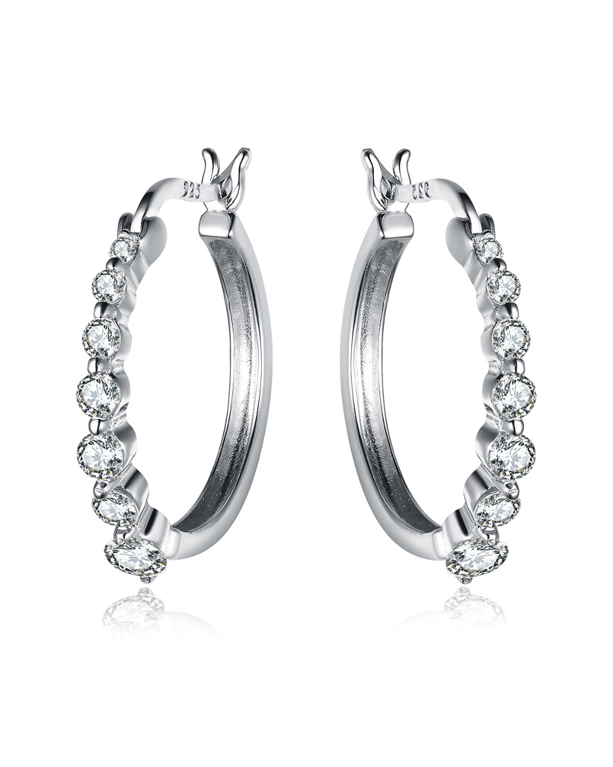 Genevive Silver Cz Hoop Earrings