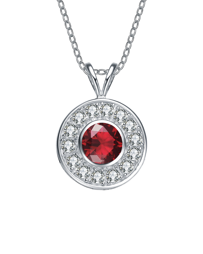 Genevive Silver Red Cz Necklace