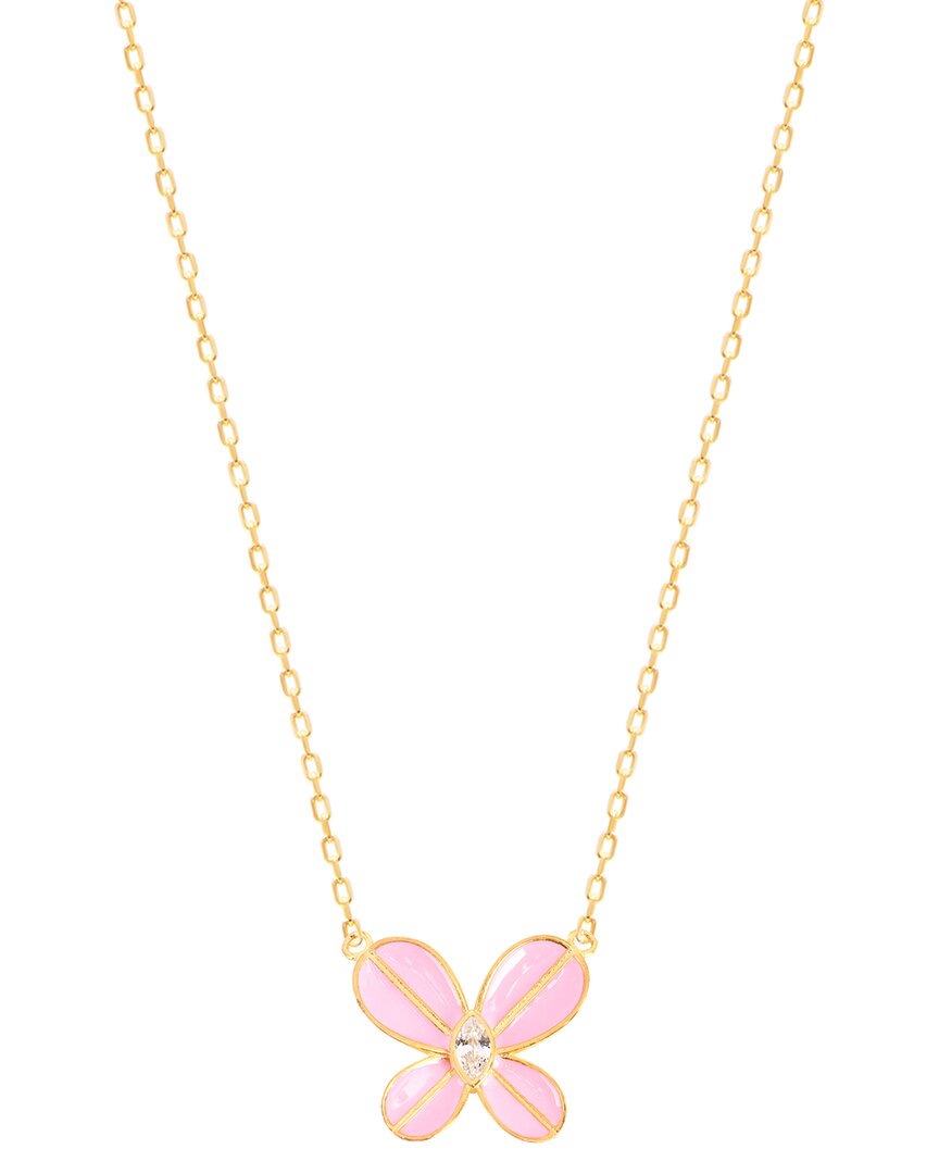 Gabi Rielle 14k Over Silver Cz Butterfly Necklace