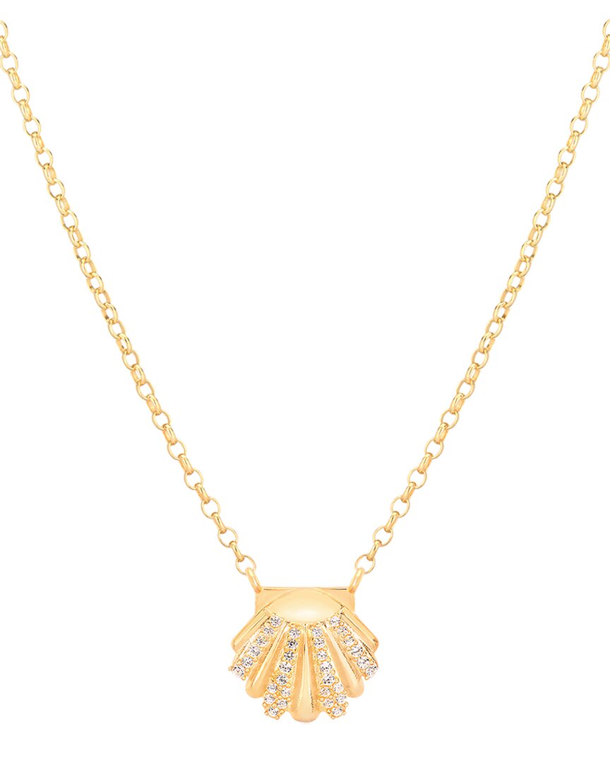 Gabi Rielle 14k Over Silver Cz Seashell Necklace