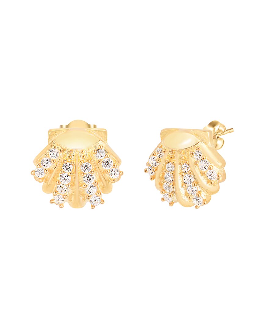 Gabi Rielle 14k Over Silver Cz Seashell Earrings