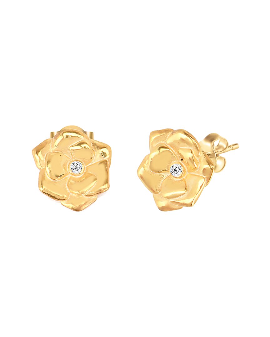 Gabi Rielle 14k Over Silver Cz Rosebud Earrings