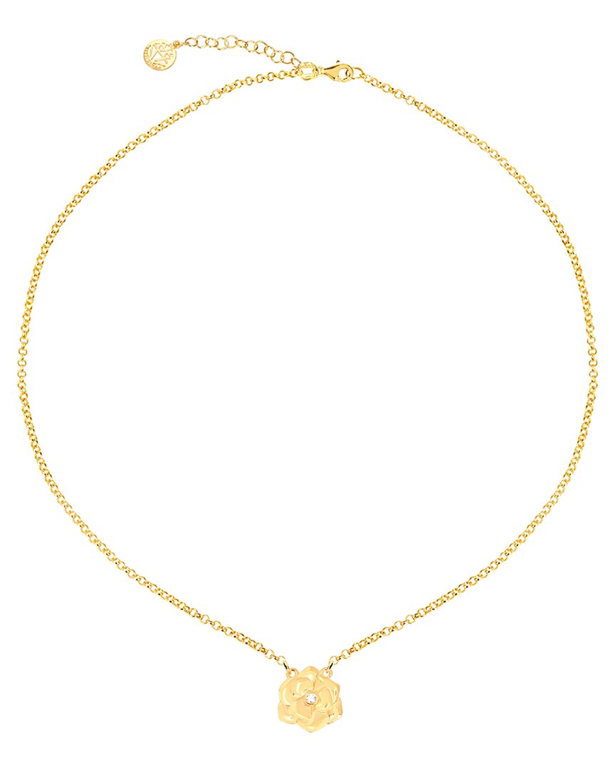 Gabi Rielle 14k Over Silver Cz Rosebud Necklace