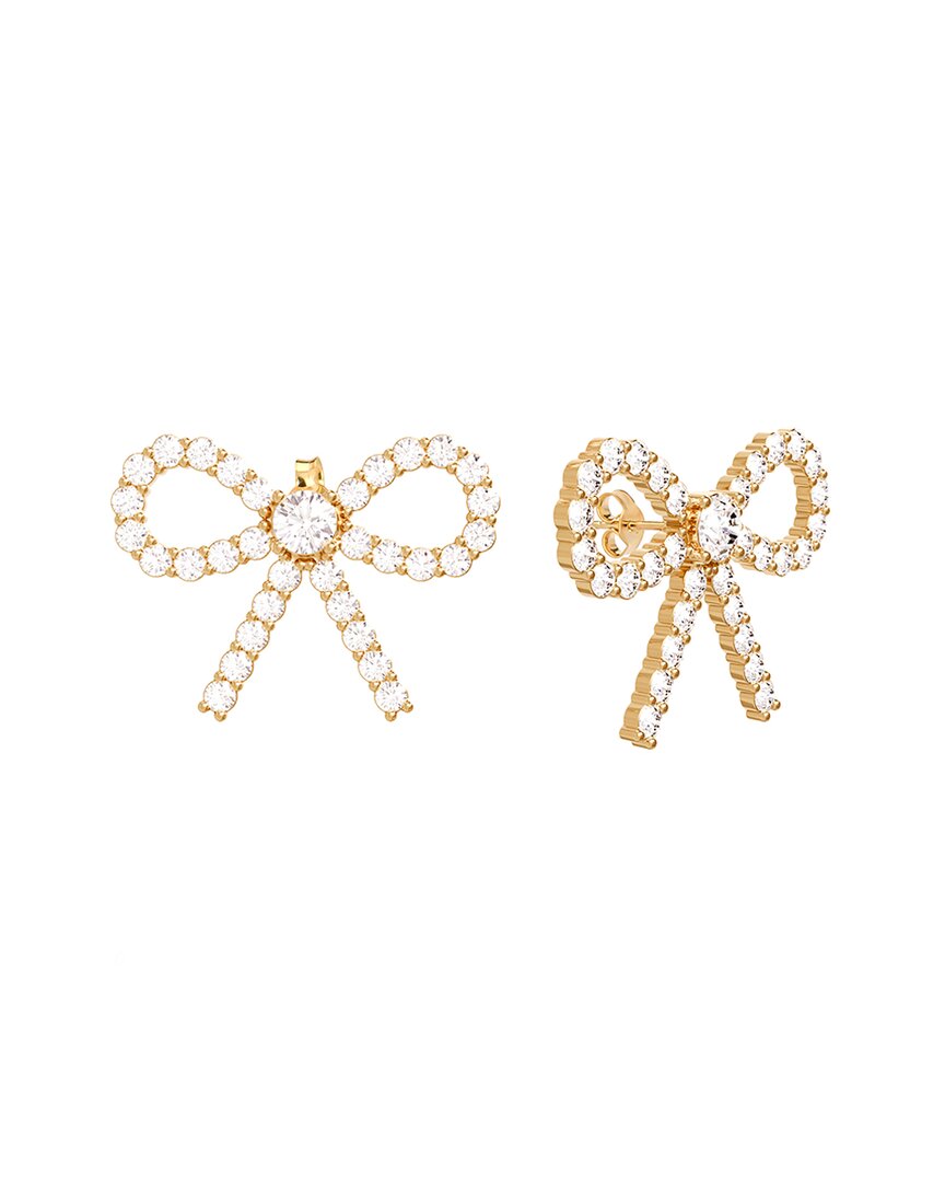 Gabi Rielle 14k Over Silver Cz Poet Bow Earrings In Gold