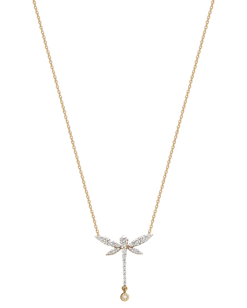 Gabi Rielle 14k Over Silver Cz Mini Dragonfly Necklace In Gold