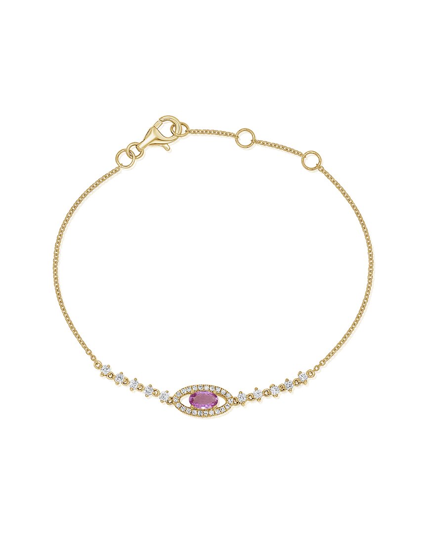 Sabrina Designs 14k 0.64 Ct. Tw. Diamond & Pink Sapphire Chain Bracelet