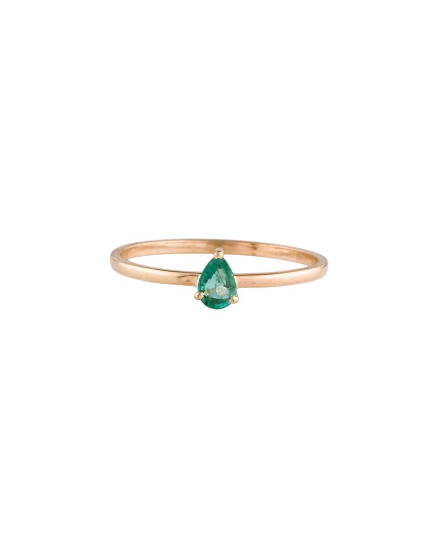 Gemstones 14k 0.15 Ct. Tw. Emerald Mini Ring In Green