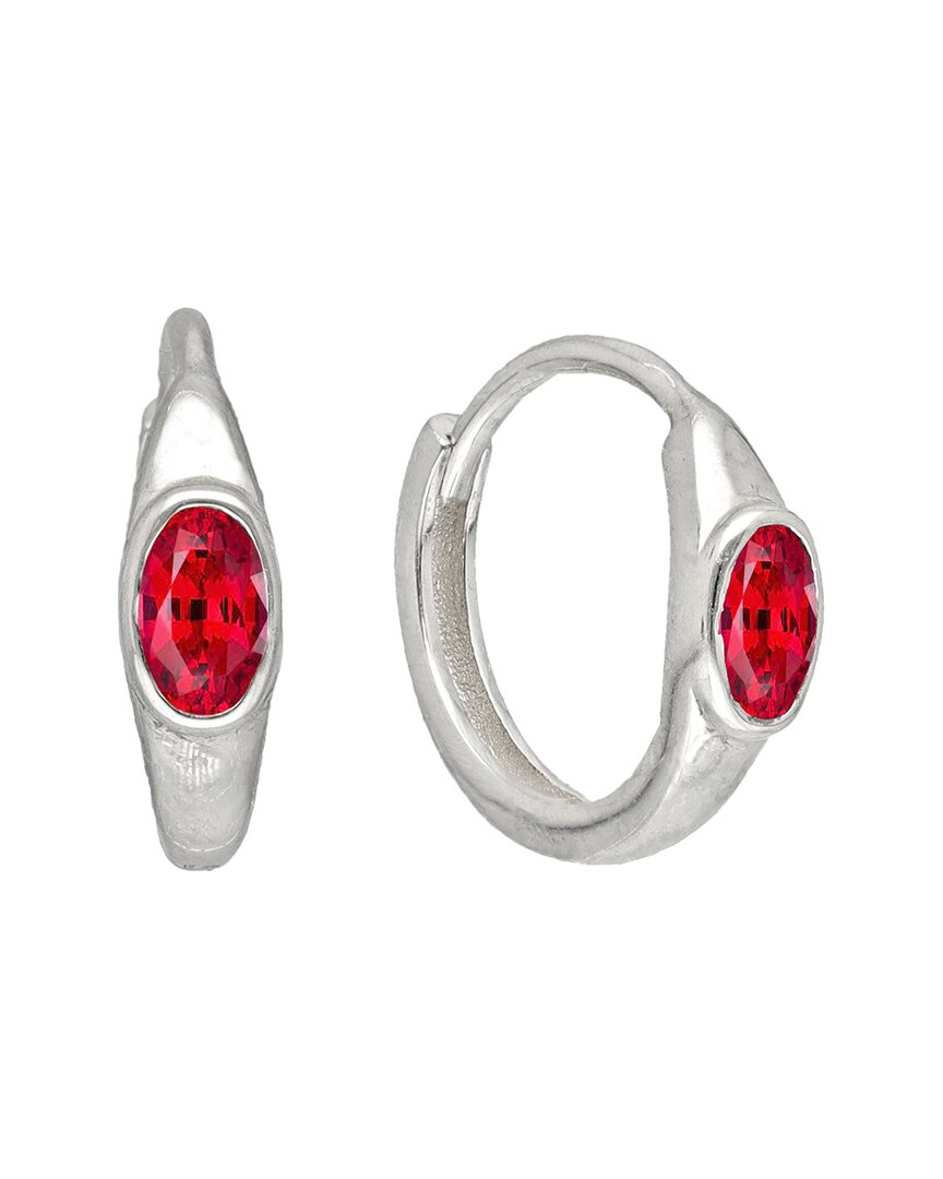 Tiramisu Silver 0.60 Ct. Tw. La-grown Ruby Huggie Earrings